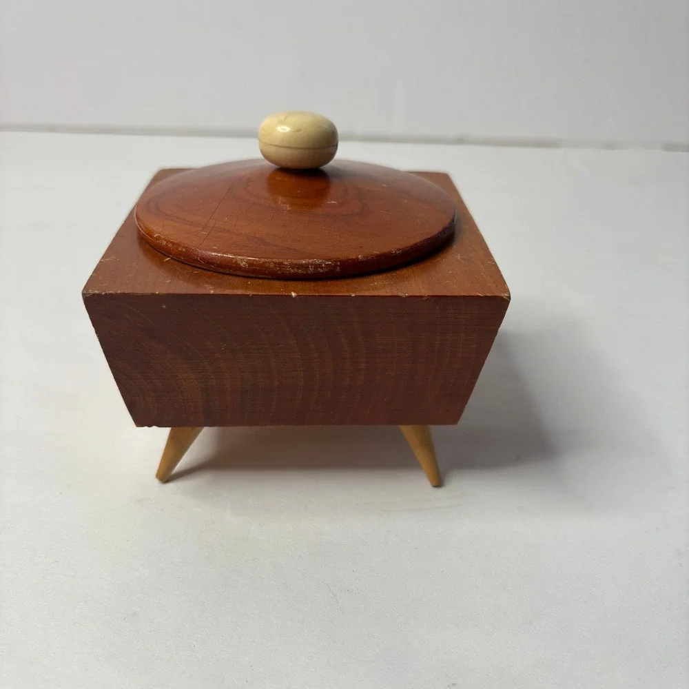 Vintage MCM Wood Trinket Box Jewelry Holder Grants Pass OR Mid‎ Century Modern *